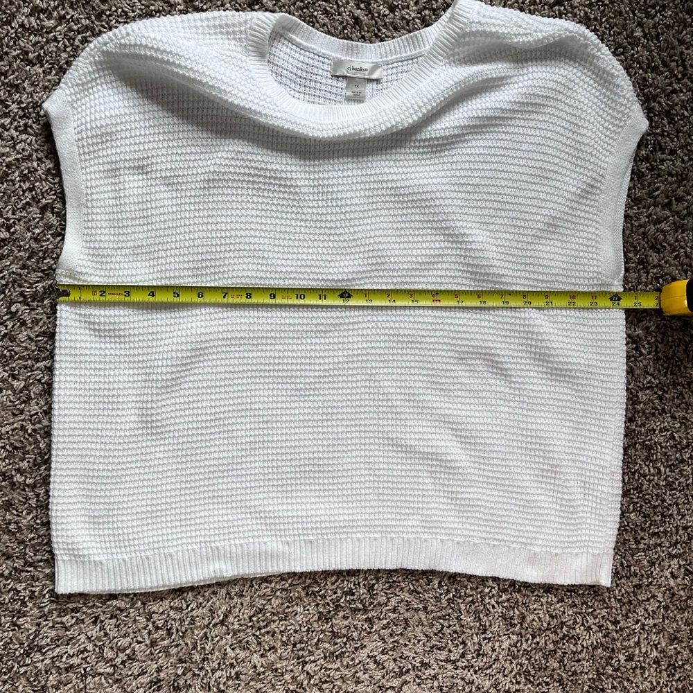 CJ Banks White Textured Oversized Short Sleeve Sweater Button Back - Picture 5 of 6